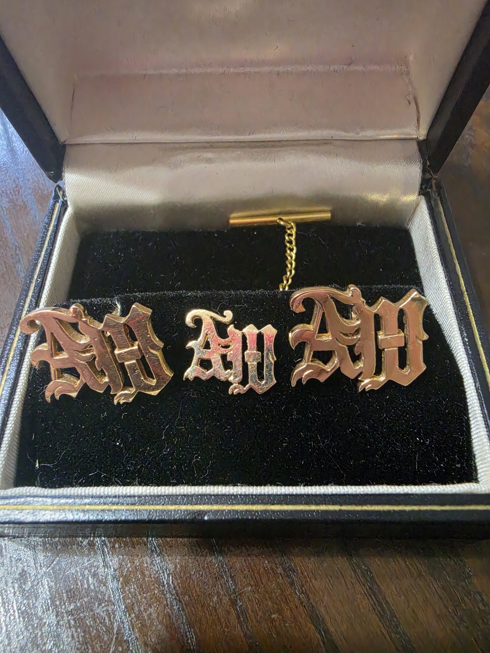 Monogram Gold-Tone Cufflinks and Tie Bar Set - Picture 2 of 5